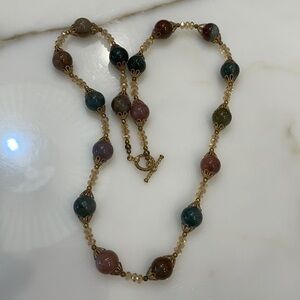 Gorgeous Multi Jade & Crystal Gold-tone Nk—EUC